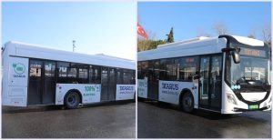 İstanbul- Anakent Belediyesi (İBB) bağlı kuruşlarından İETT 100 elektrikli otobüs