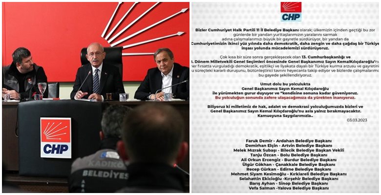 CHP’li 11 İl Belediye Başkanından ortak açıklama yapıldı. “Genel Başkanımız