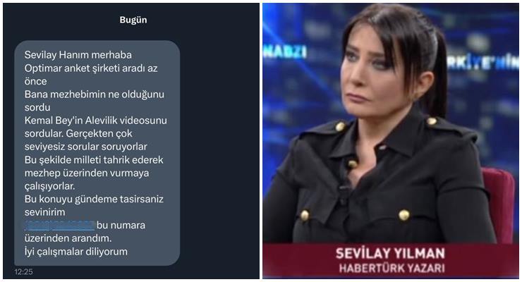 Anket şirketinin “mezhep” sorusu… Olaynet- Gazeteci Sevilay Yılman’ın, sosyal medya üzerinden paylaştığı bir okur