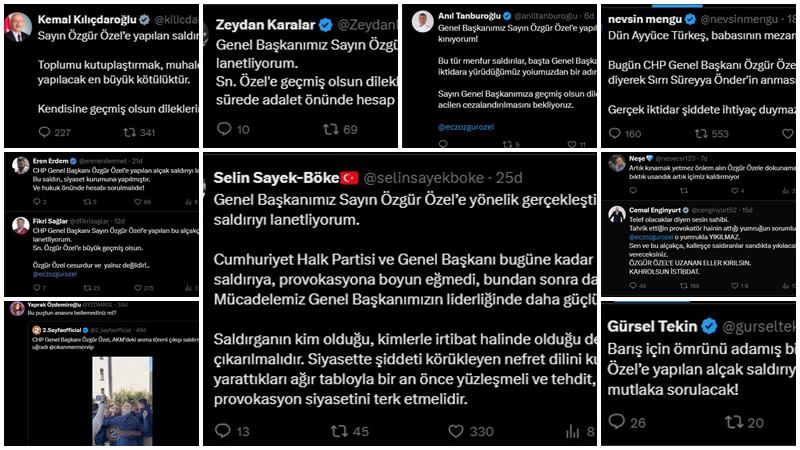 CHP Genel Başkanı Özel'in yumruklu saldırıya uğramasının ardından sosyal medya