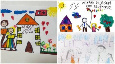 Zeydan Karalar, çocuklardan gelen mektup ve resimleri sosyal medya hesabından