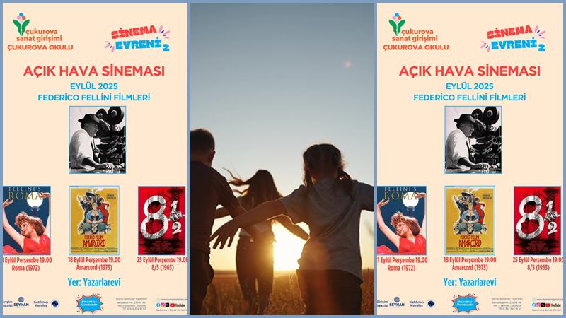 Çukurova Sanat Girişimi’nin Adana Yazarlarevi’nde kurduğu Açık Hava Sineması, Çukurova