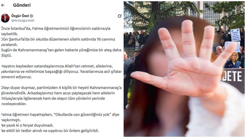 Cumhuriyet Halk Partisi Genel Başkanı Özgür Özel, okullarda ardı ardına