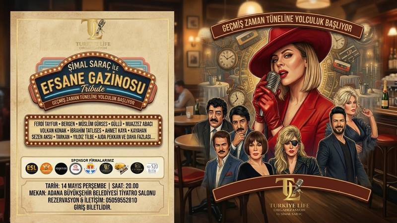 Şimal Saraç “Efsane Gazinosu” ile Adana’da sahne alacak… Türk müziğinin güçlü seslerinden Şimal Saraç, "Efsane Gazinosu" adlı yeni