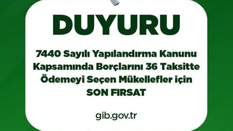 7440 sayılı Yasa kapsamında borçlarını 36 bölüme ayıran, bir yılda